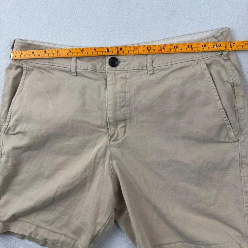Abercrombie & Fitch Chino Shorts Mens 34 Tan Khaki Stretch Twill 7 Inch Inseam